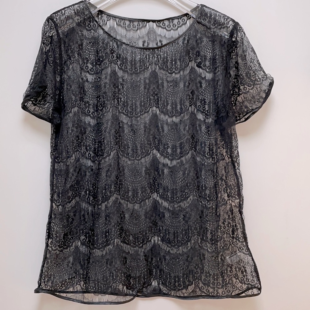 American apparel black lace tee
